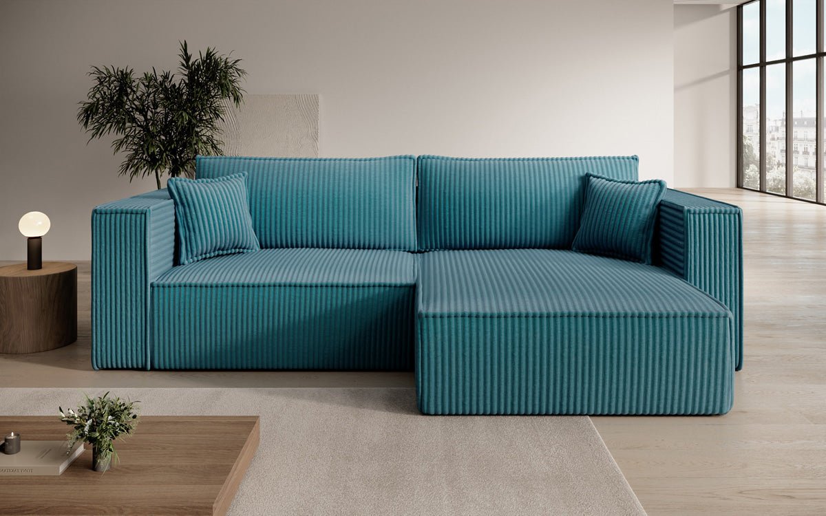 Designer Sofa Paris in breitem Cord mit Schlaf- und Klappfunktion