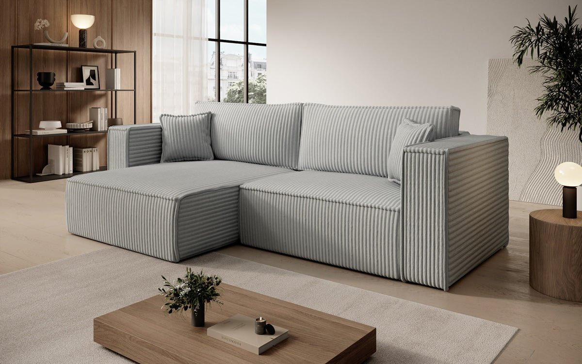Designer Sofa Paris in breitem Cord mit Schlaf- und Klappfunktion