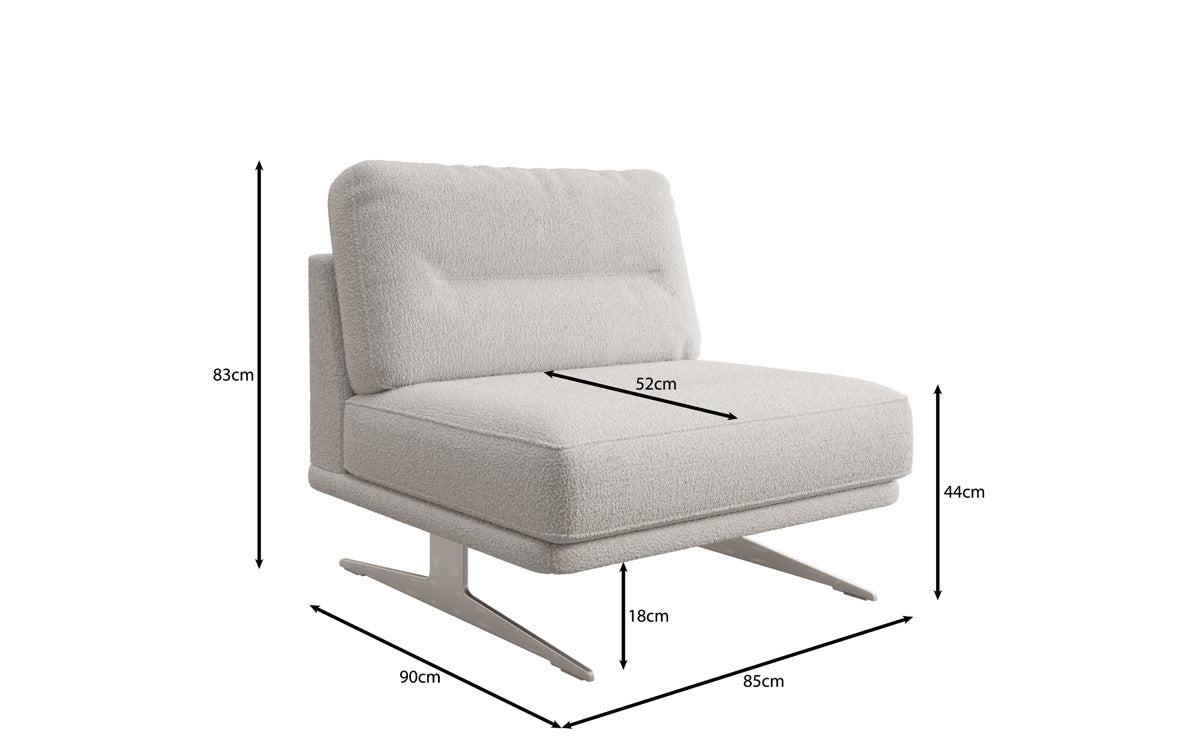 Designer Sofa-Sessel Torino ohne Armlehnen in Bouclé