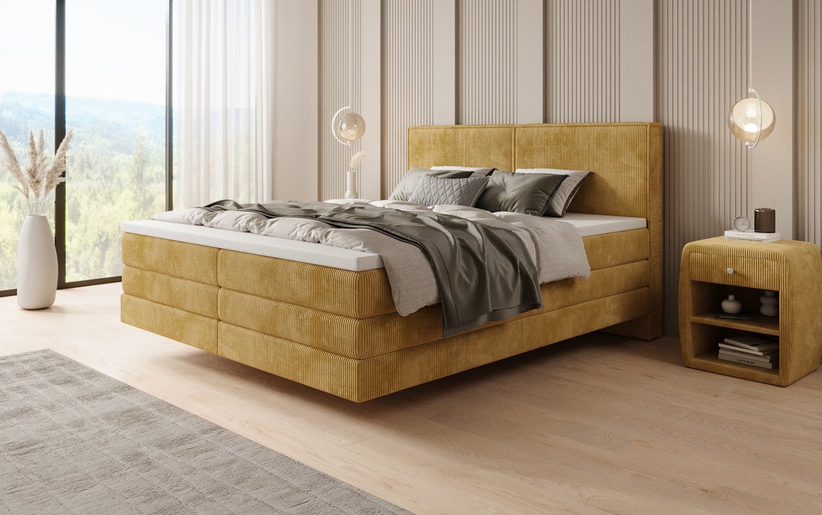Boxspringbett Elara mit Schwebeoptik in Cord