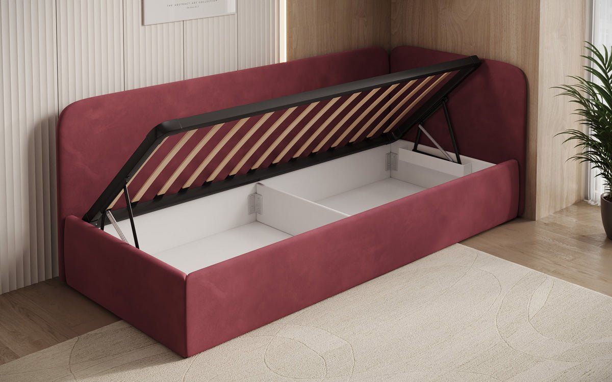 Designer Polsterbett/Gästebett/Sofa Cleo mit Stauraum