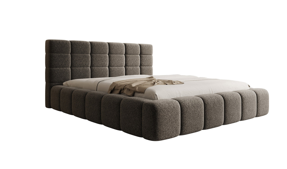 Designer Polsterbett Marshmallow in Strukturstoff mit Stauraum