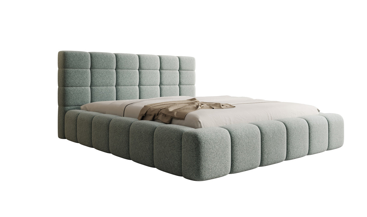 Designer Polsterbett Marshmallow in Strukturstoff mit Stauraum