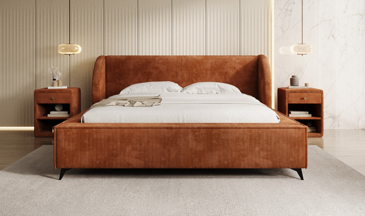 Designer Polsterbett Freya Cord mit Stauraum