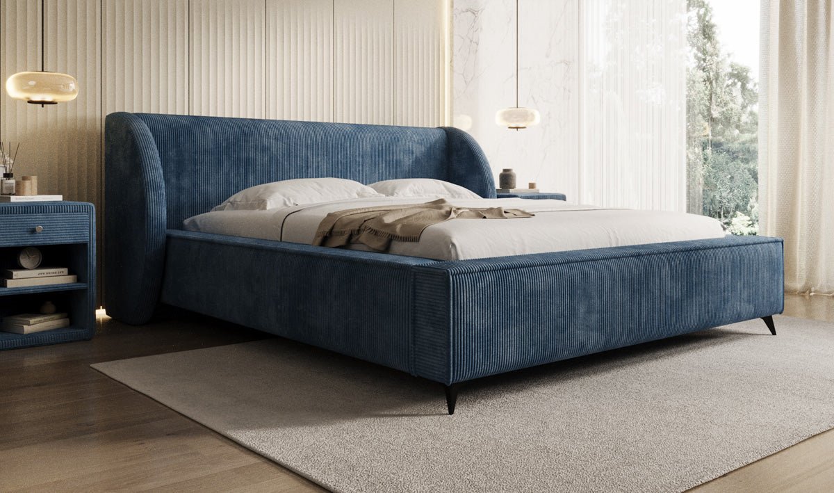 Designer Polsterbett Freya Cord mit Stauraum