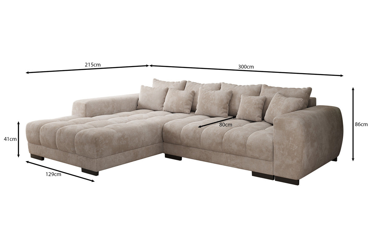 Designer Sofa Balu mit Schlaffunktion und Stauraum in Cord