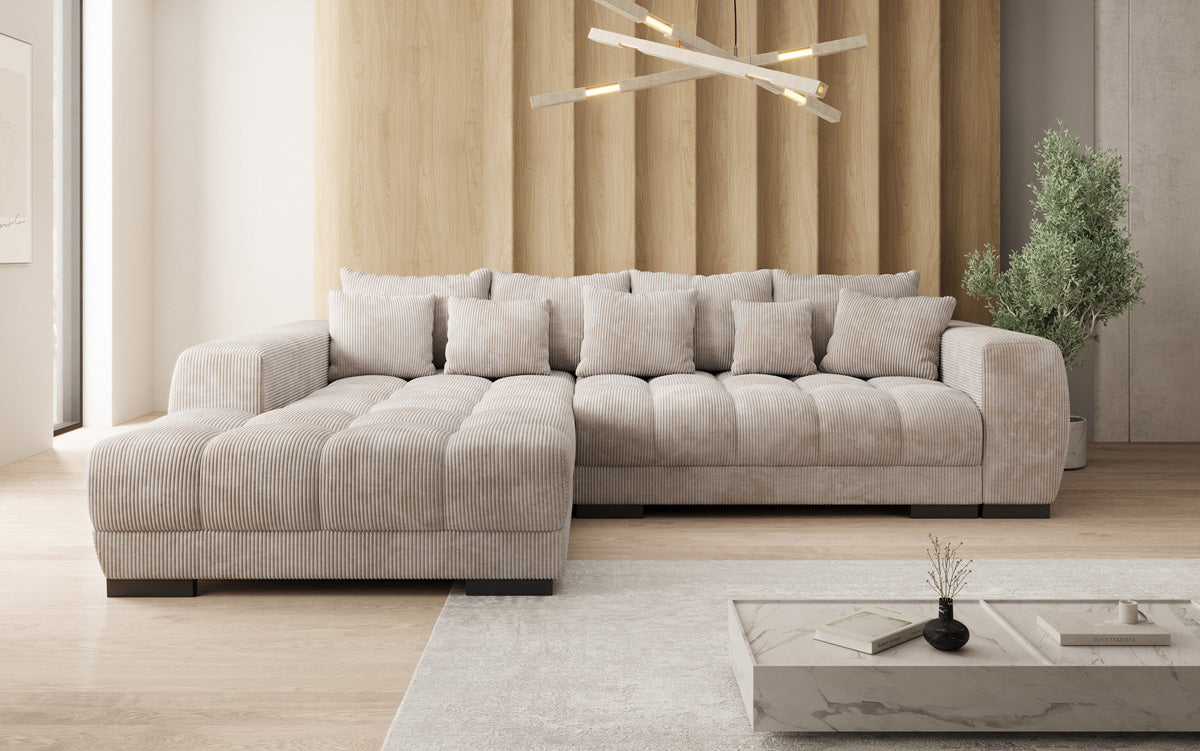 Designer Sofa Balu mit Schlaffunktion und Stauraum in Cord