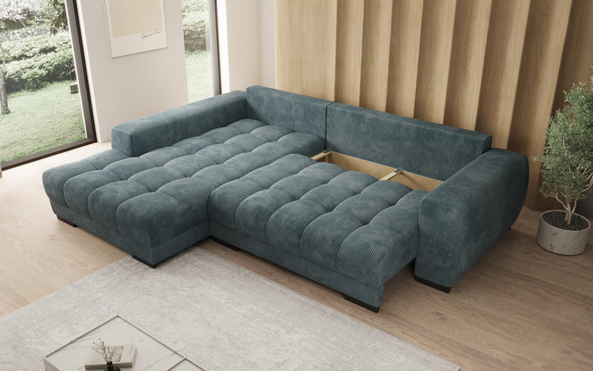 Designer Sofa Balu mit Schlaffunktion und Stauraum in Cord