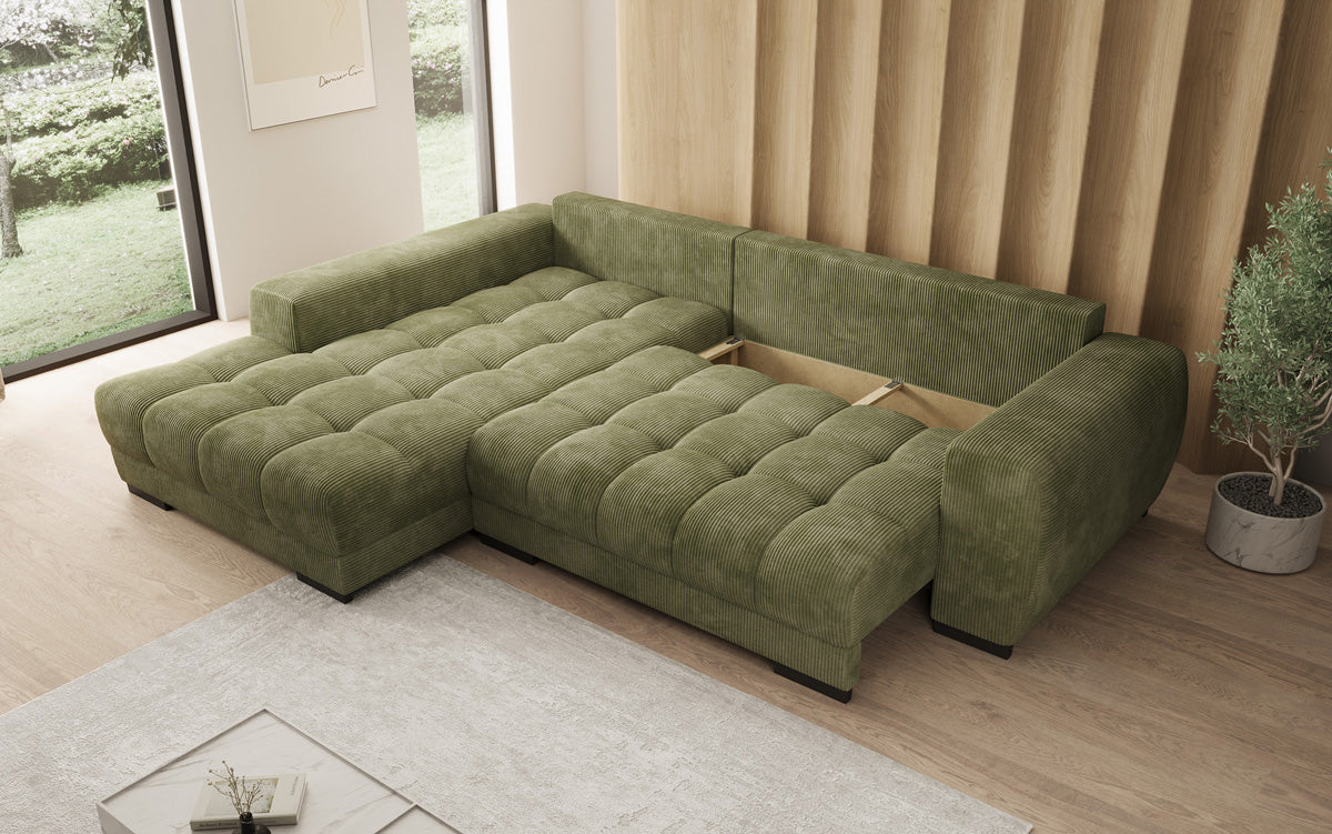Designer Sofa Balu mit Schlaffunktion und Stauraum in Cord