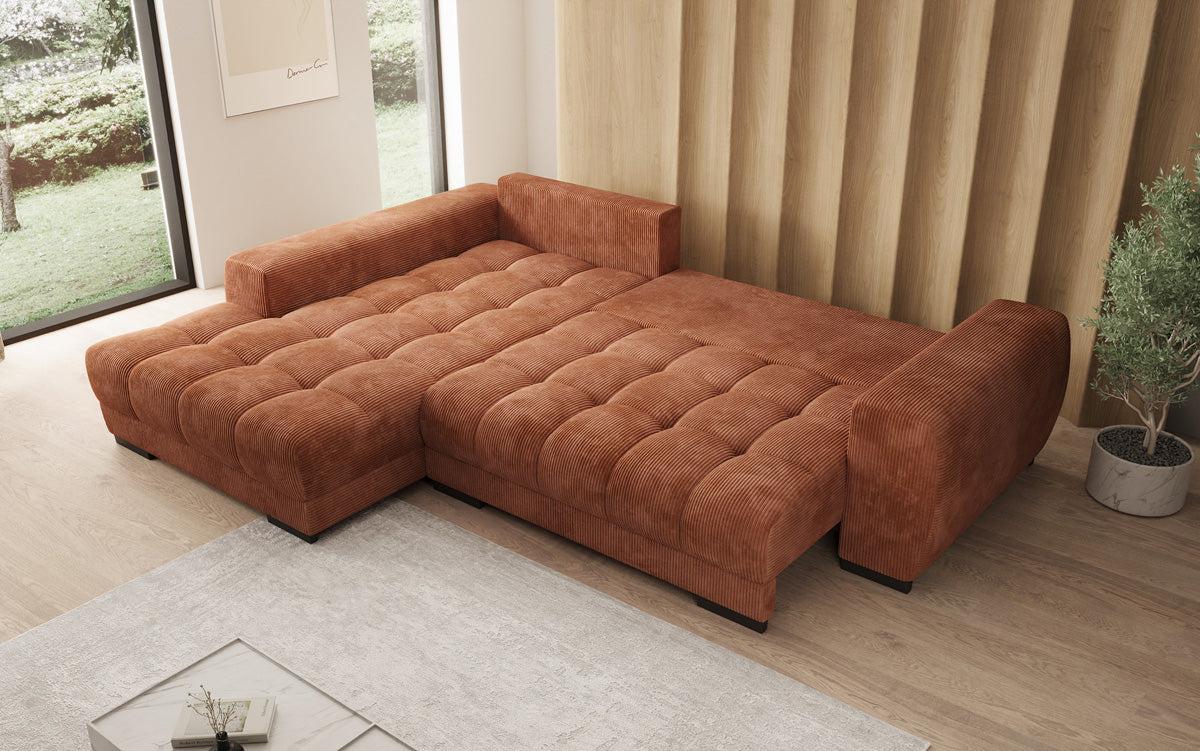 Designer Sofa Balu mit Schlaffunktion und Stauraum in Cord