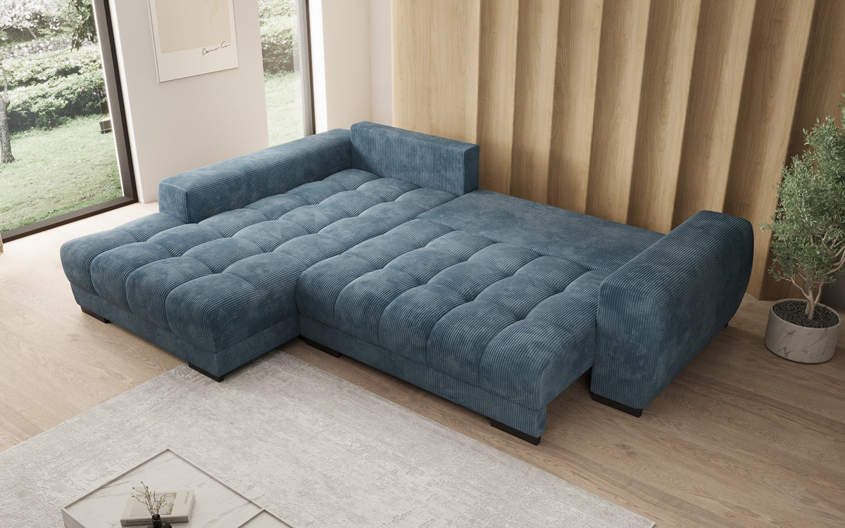 Designer Sofa Balu mit Schlaffunktion und Stauraum in Cord