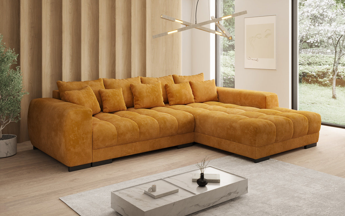 Designer Sofa Balu mit Schlaffunktion und Stauraum in Cord