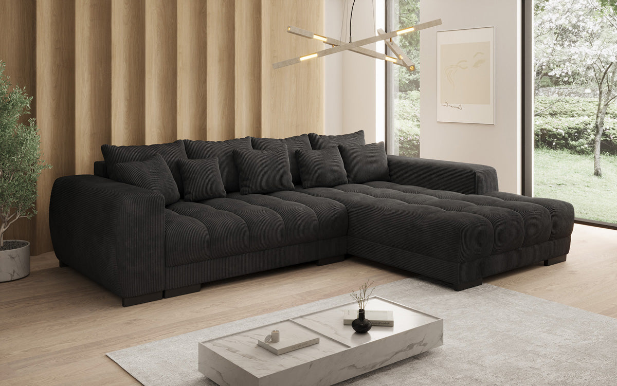 Designer Sofa Balu mit Schlaffunktion und Stauraum in Cord