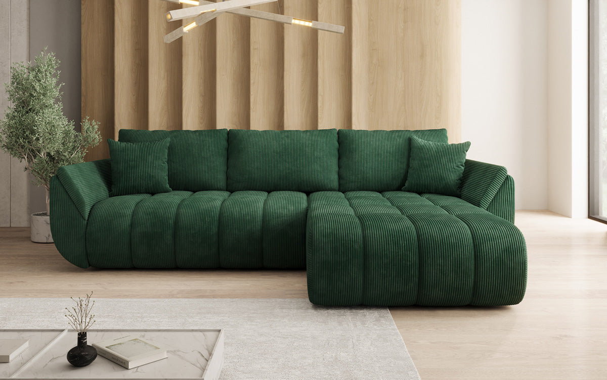 Designer Sofa Lenoa L mit Schlaffunktion und Stauraum in Cord