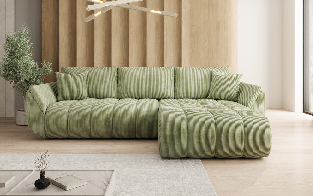 Designer Sofa Lenoa L mit Schlaffunktion und Stauraum in Cord