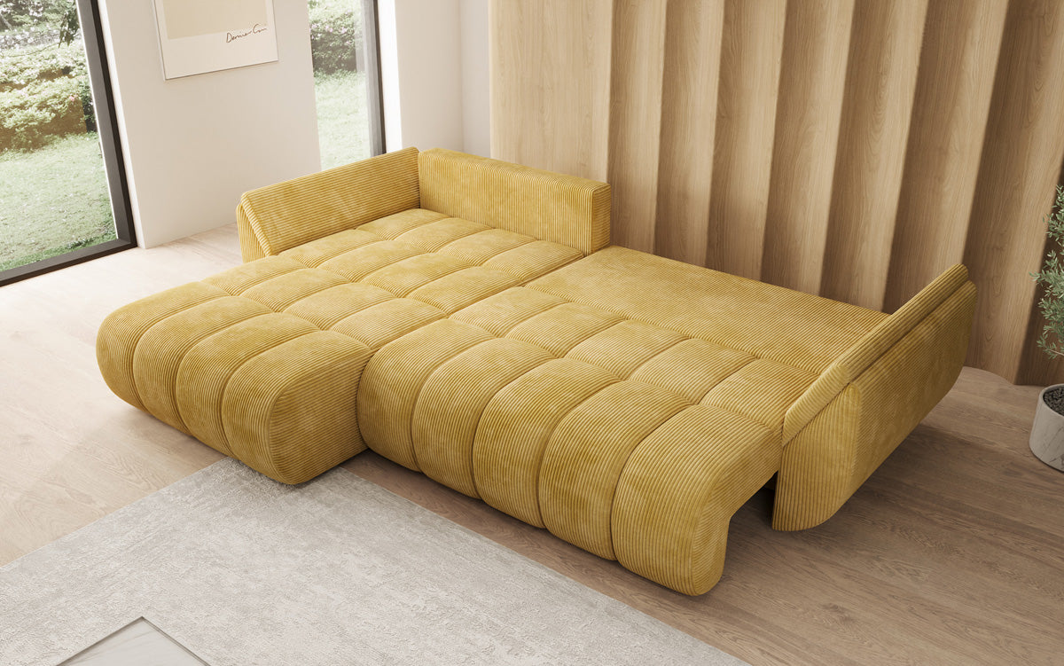 Designer Sofa Lenoa L mit Schlaffunktion und Stauraum in Cord