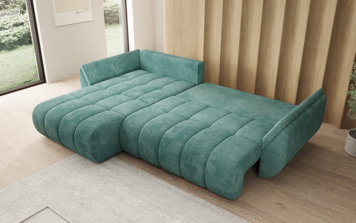 Designer Sofa Lenoa L mit Schlaffunktion und Stauraum in Cord