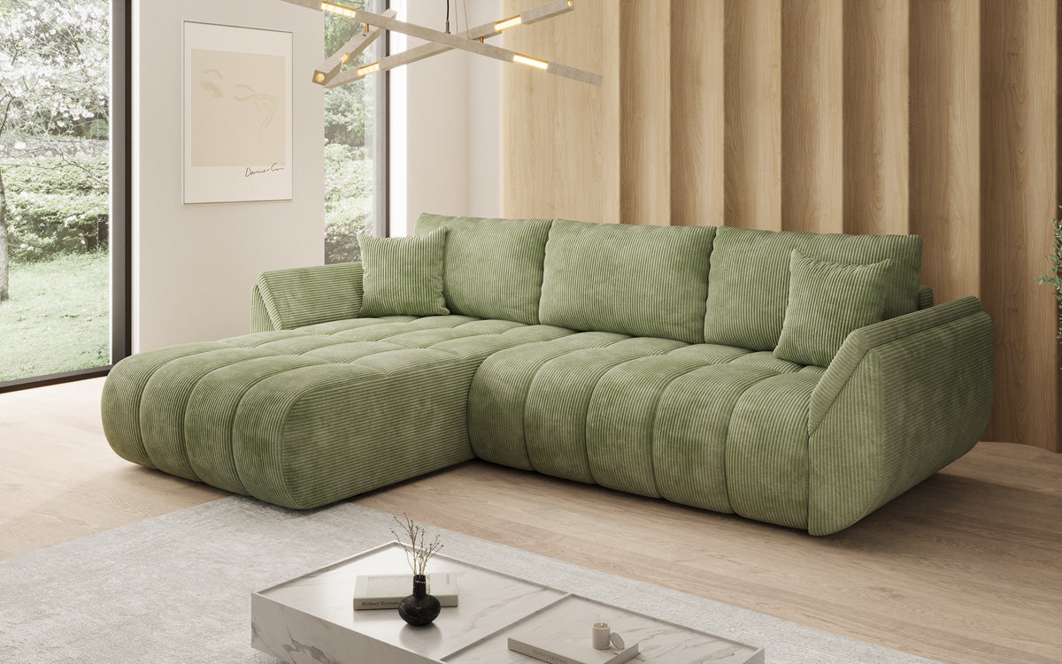 Designer Sofa Lenoa L mit Schlaffunktion und Stauraum in Cord