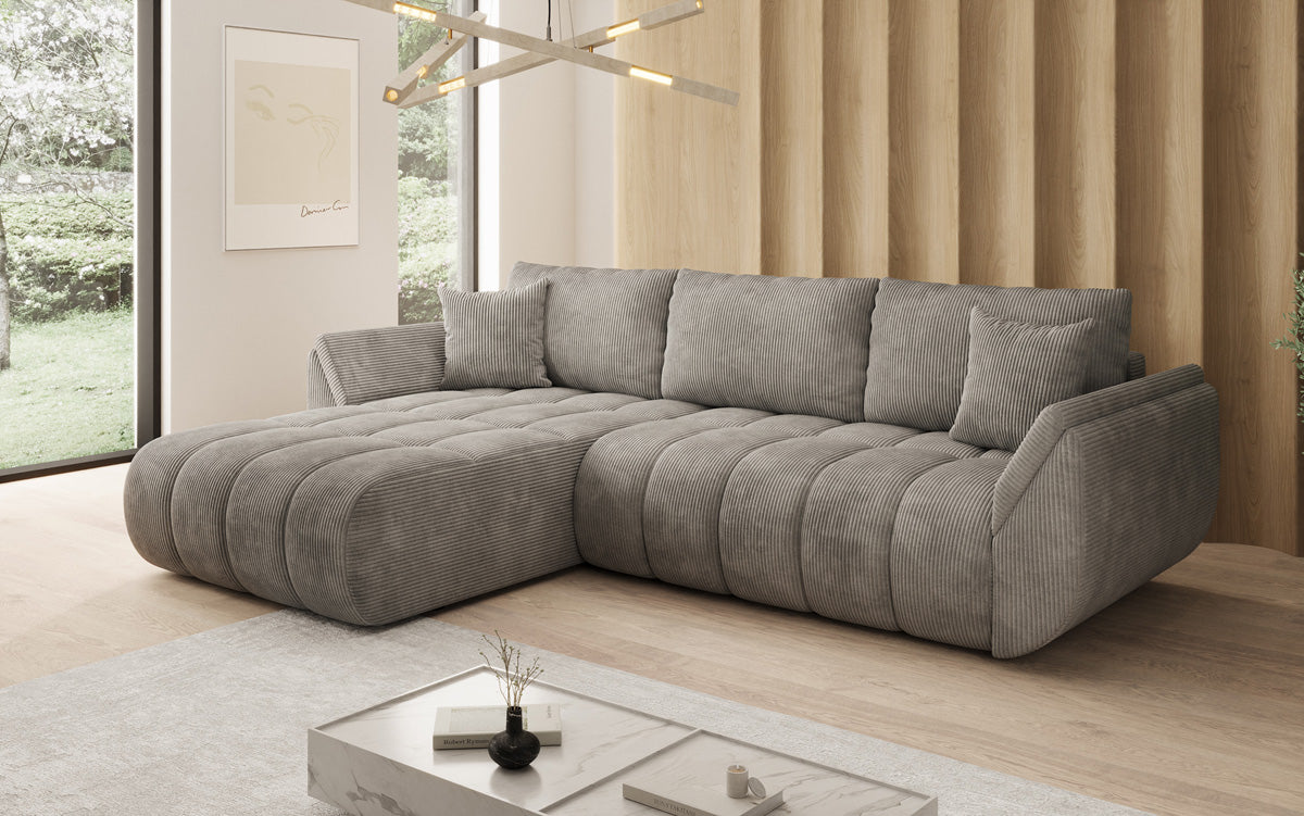 Designer Sofa Lenoa L mit Schlaffunktion und Stauraum in Cord
