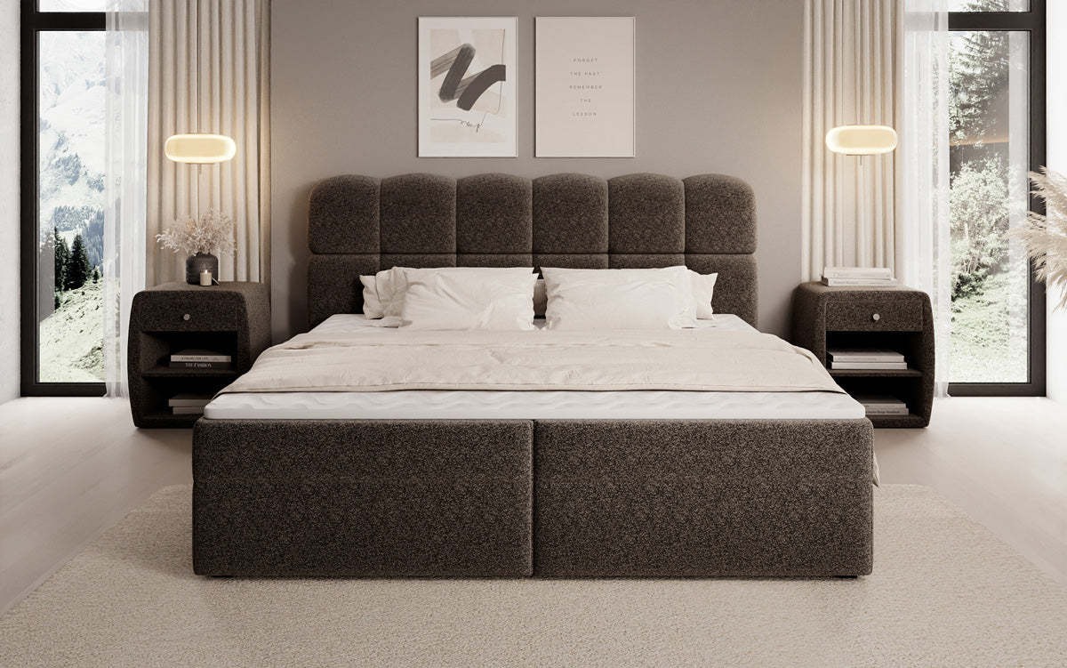 Boxspringbett Tilde in Strukturstoff mit Stauraum