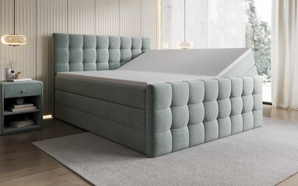 Boxspringbett Ascot in Strukturstoff mit Stauraum
