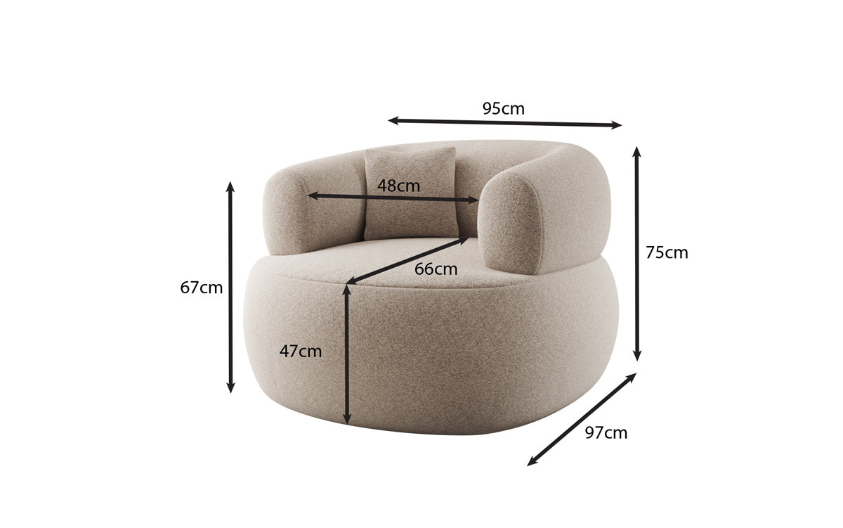 Designer Sofa-Sessel Bao in Strukturstoff - 360°-Drehfunktion