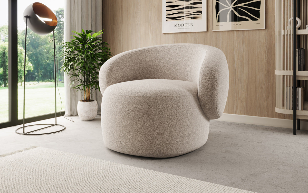 Designer Sofa-Sessel Kai in Strukturstoff - 360°-Drehfunktion