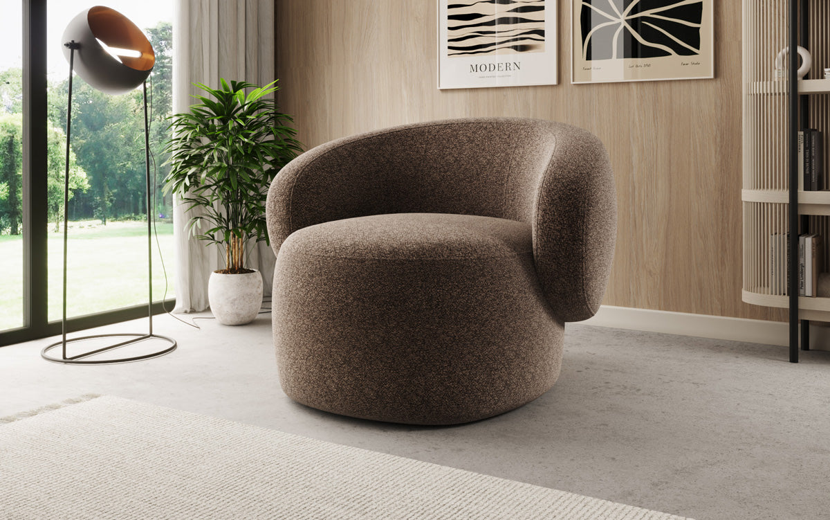 Designer Sofa-Sessel Kai in Strukturstoff - 360°-Drehfunktion