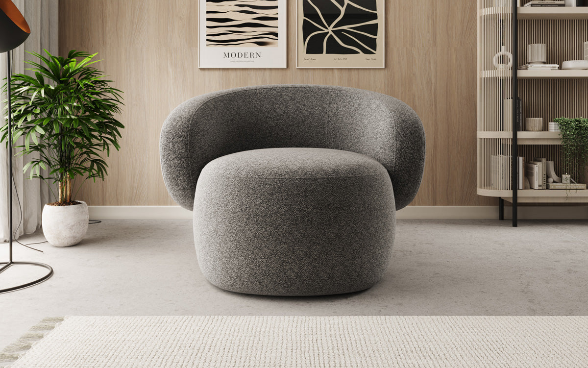 Designer Sofa-Sessel Kai in Strukturstoff - 360°-Drehfunktion