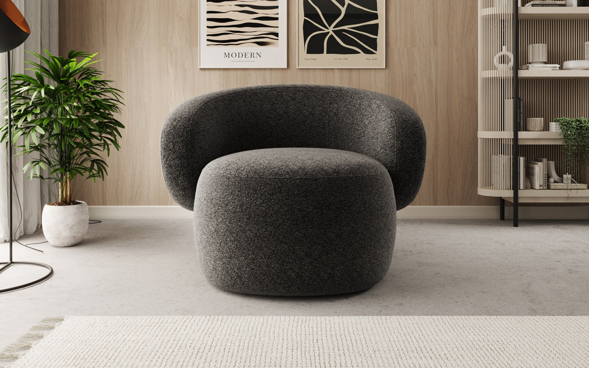 Designer Sofa-Sessel Kai in Strukturstoff - 360°-Drehfunktion