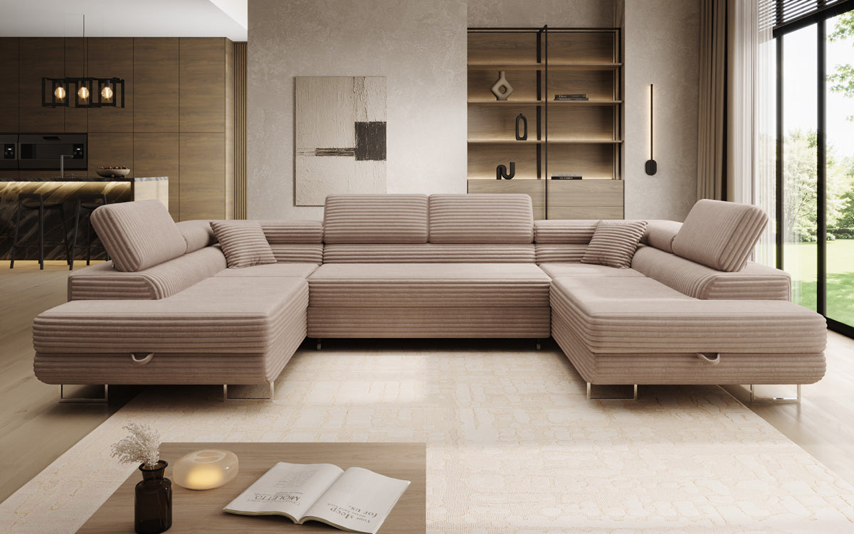 Designer Sofa Vigo mit Schlaf - und Klappfunktion in Cord