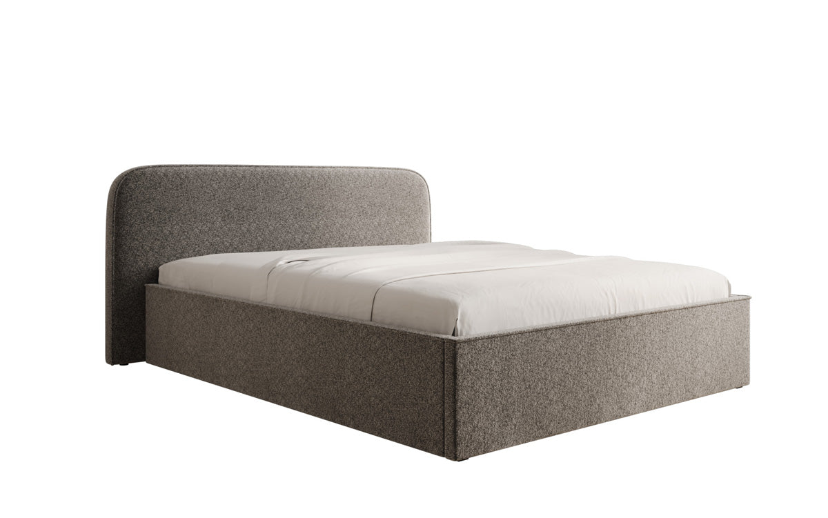 Designer Polsterbett Nola in Strukturstoff mit Stauraum