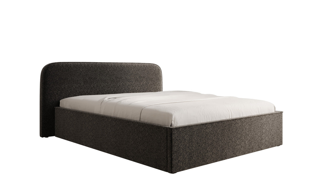 Designer Polsterbett Nola in Strukturstoff mit Stauraum