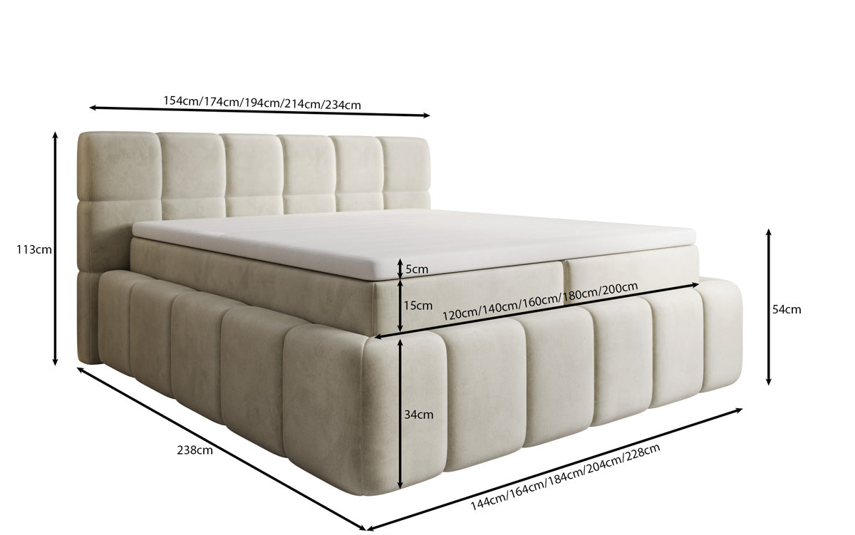 Boxspringbett Bombo mit Stauraum in Samt