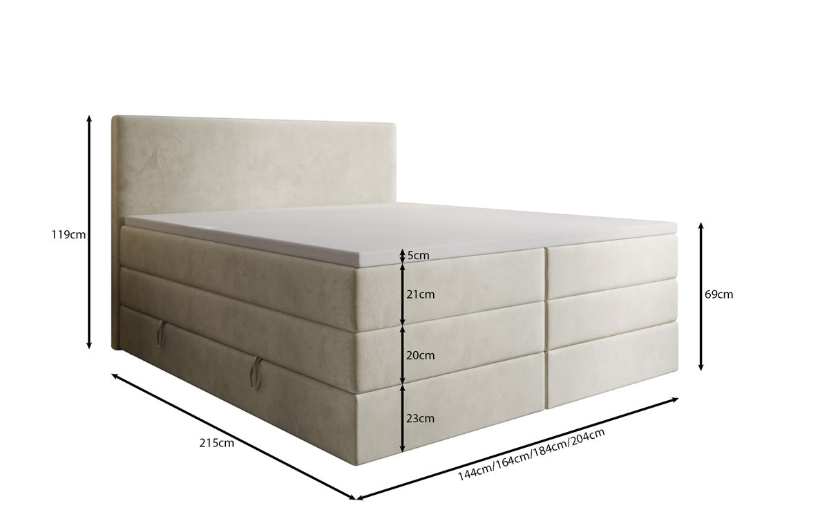 Boxspringbett Kubo King mit Stauraum in Samt