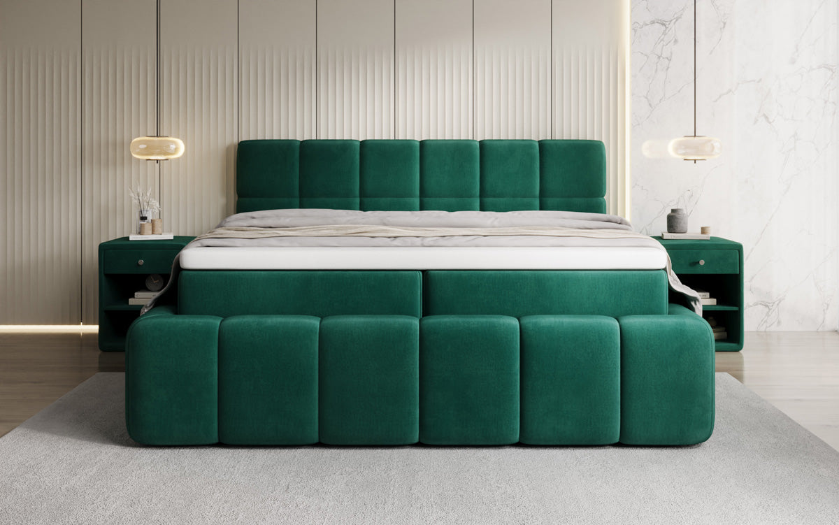 Boxspringbett Bombo mit Stauraum in Samt