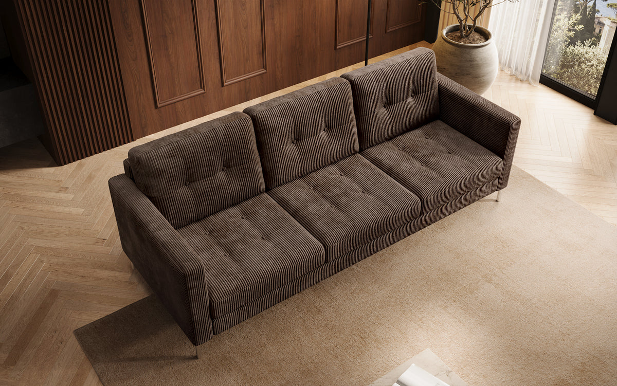Designer 3 Sitzer Sofa Harvey mit Schlaf- und Klappfunktion in Cord