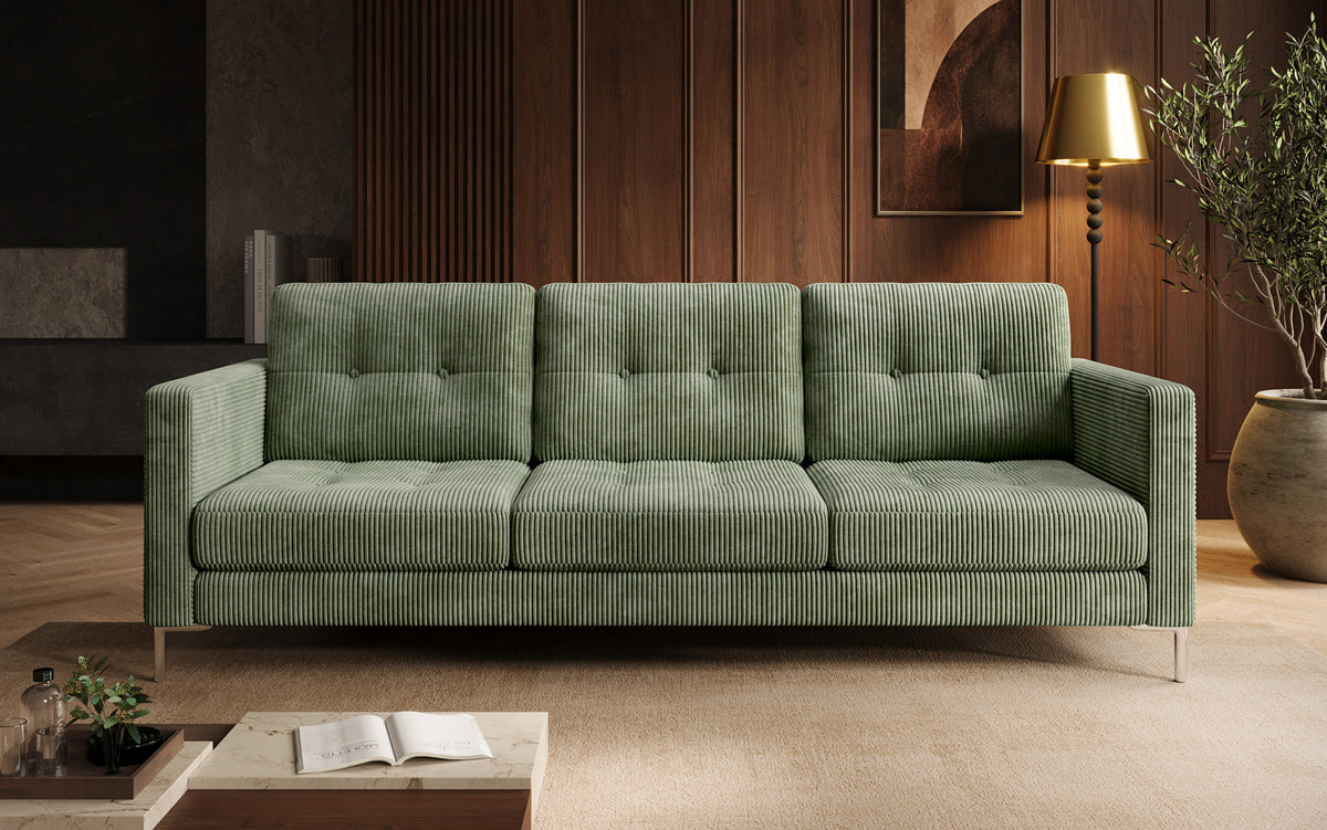 Designer 3 Sitzer Sofa Harvey mit Schlaf- und Klappfunktion in Cord