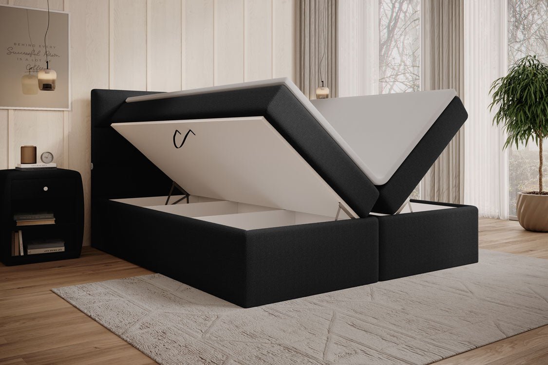 Boxspringbett Carito Bouclé mit USB und Stauraum