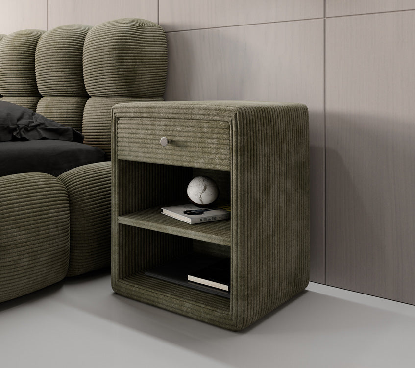 Designer Nachttisch Amy in Cord