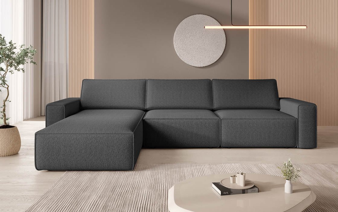 Modulares Ecksofa Yuma L aus Bouclé