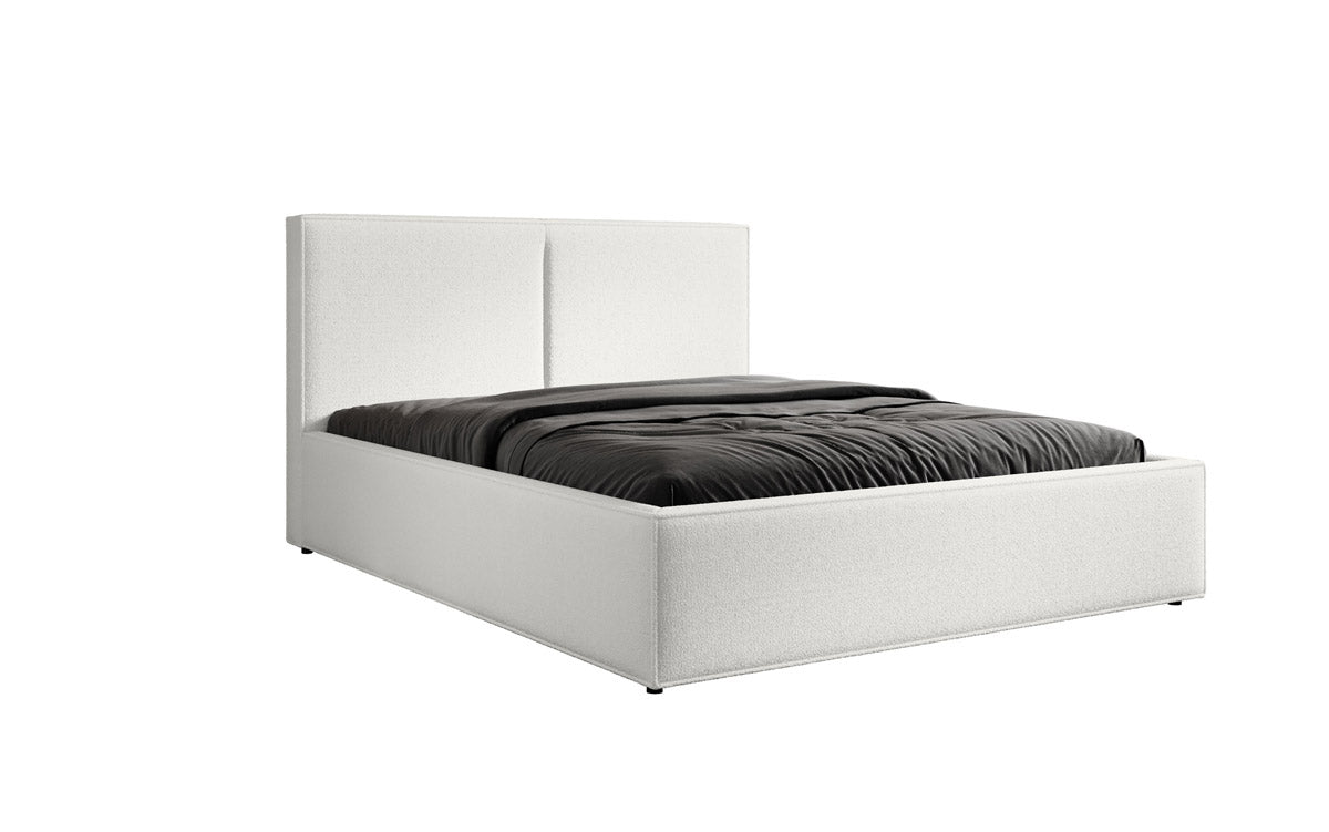 Designer upholstered bed Elara in bouclé with storage