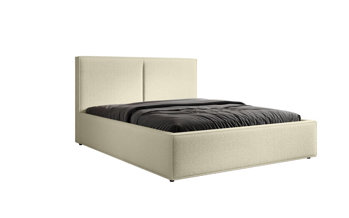 Designer upholstered bed Elara in bouclé with storage