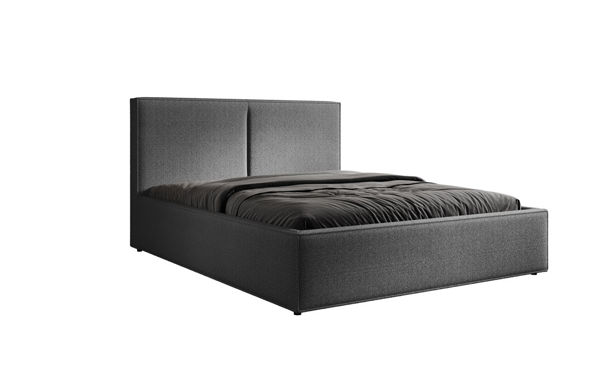 Designer upholstered bed Elara in bouclé with storage