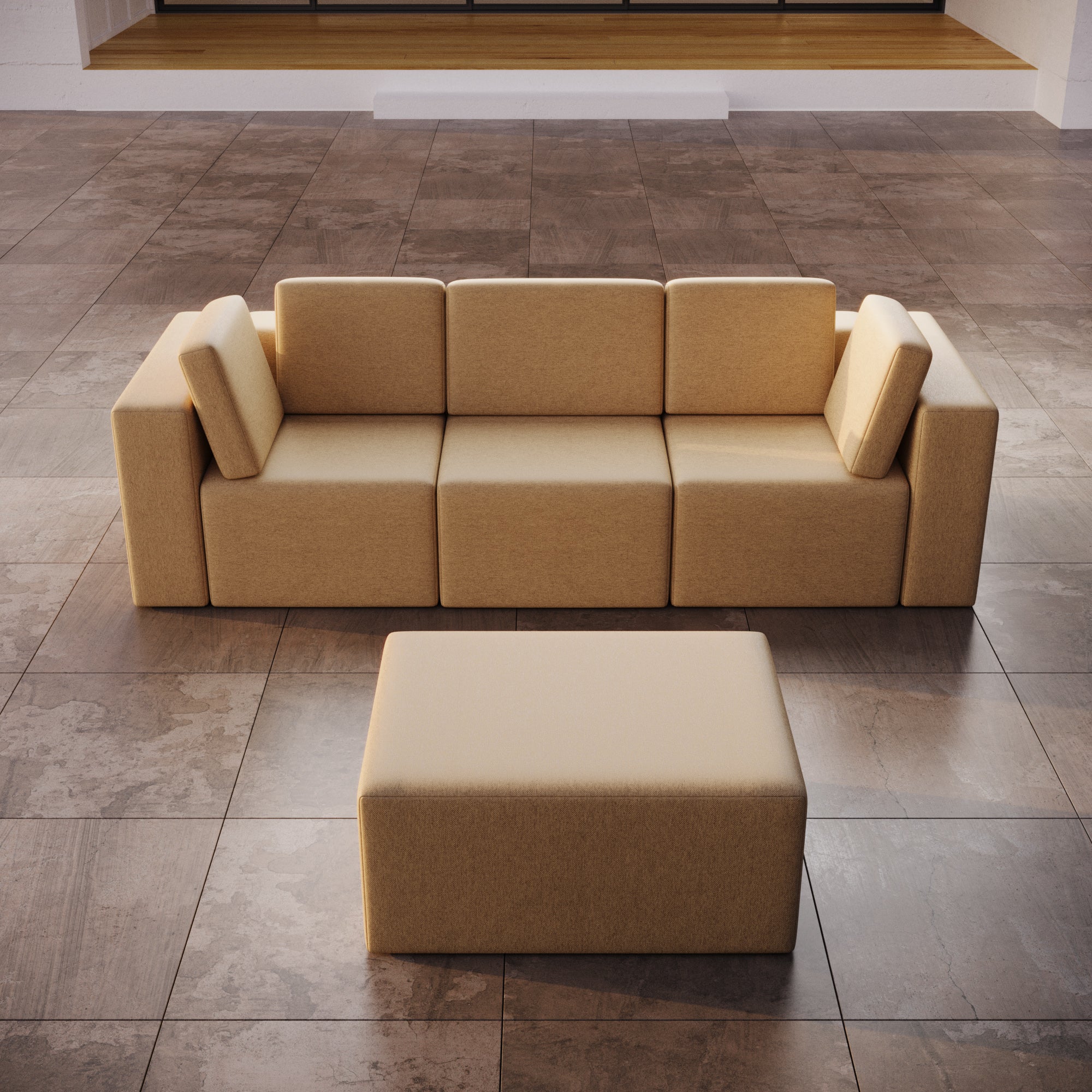 Modular 3-seater Eden garden sofa with side stool
