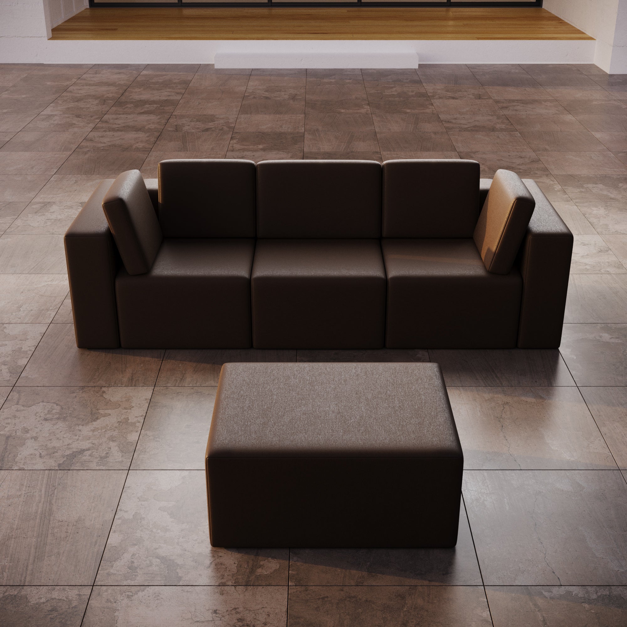 Modular 3-seater Eden garden sofa with side stool