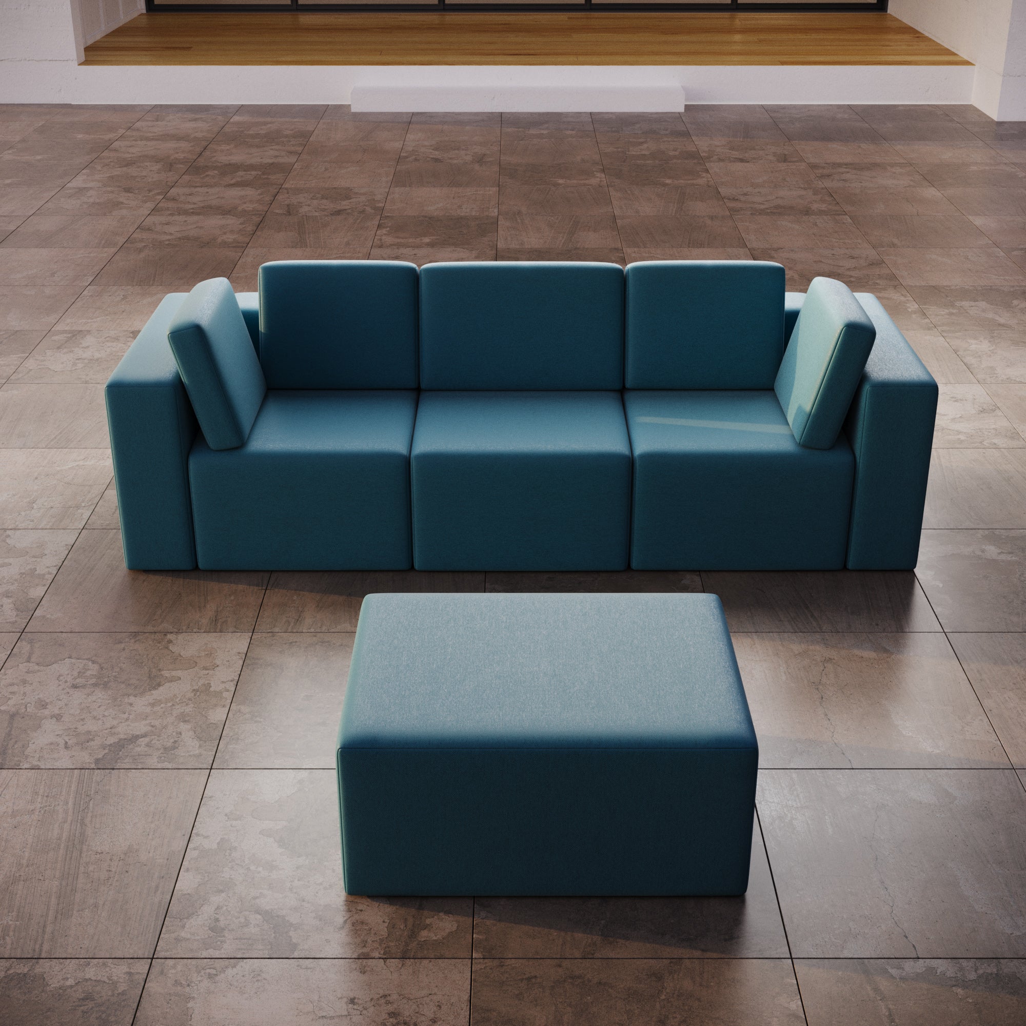 Modular 3-seater Eden garden sofa with side stool