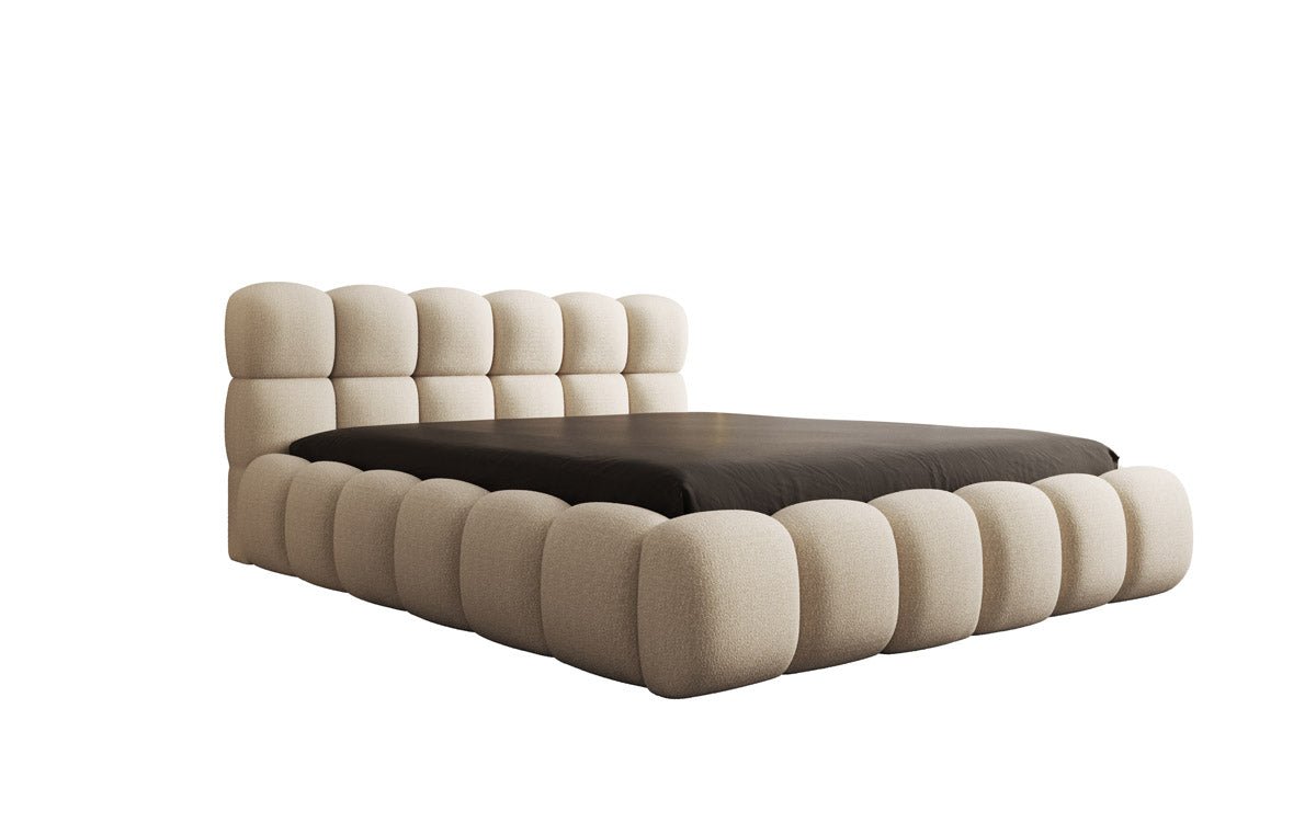 Designer Boston Bouclé upholstered bed with storage