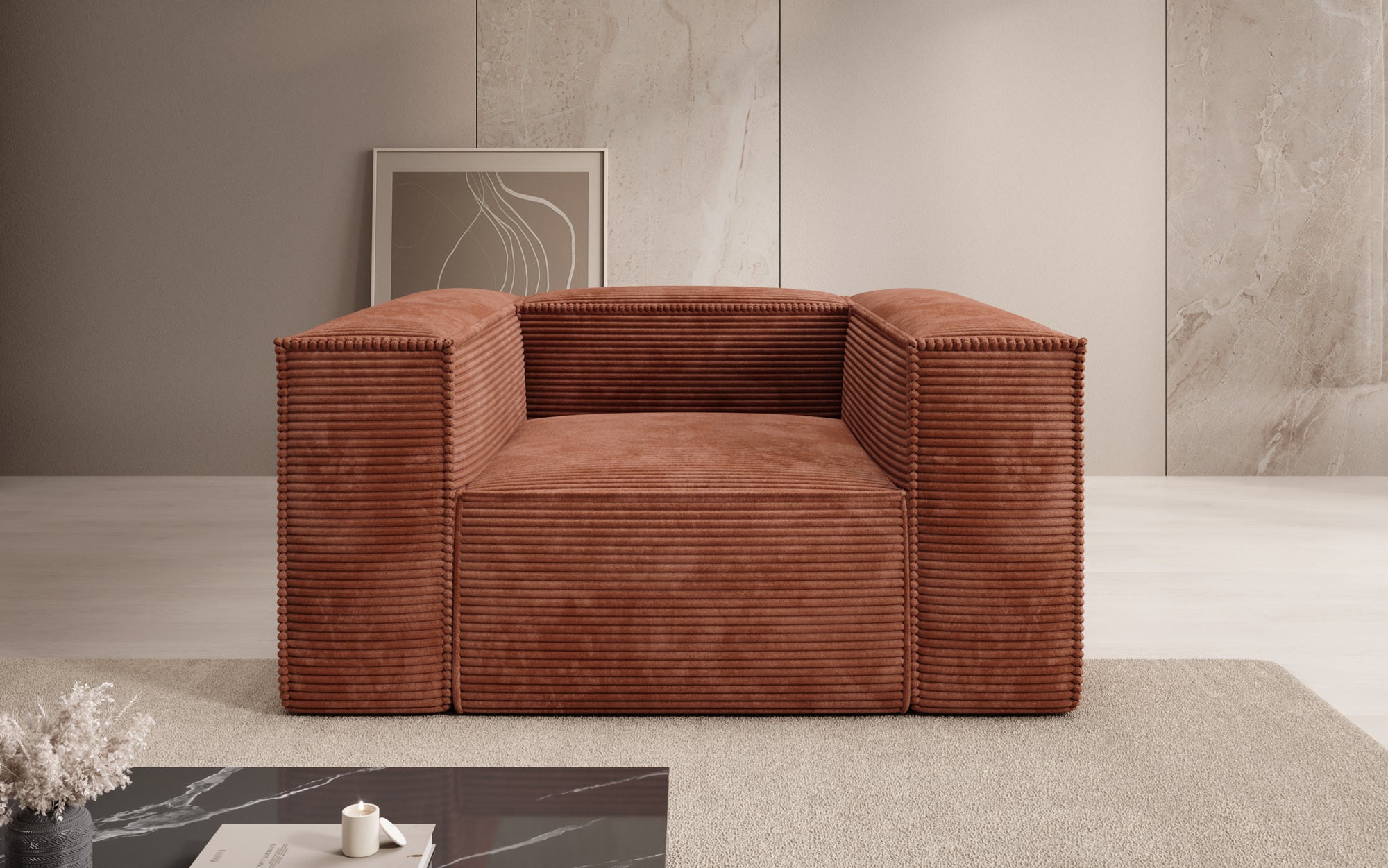 Designer Sofa-Sessel Lesley in Cord