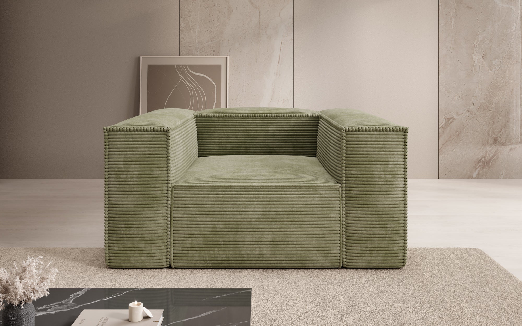 Designer Sofa-Sessel Lesley in Cord